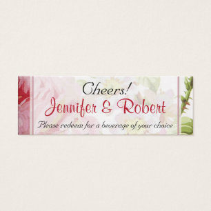 Vintage Pink Rose Posh Wedding Drink Tickets