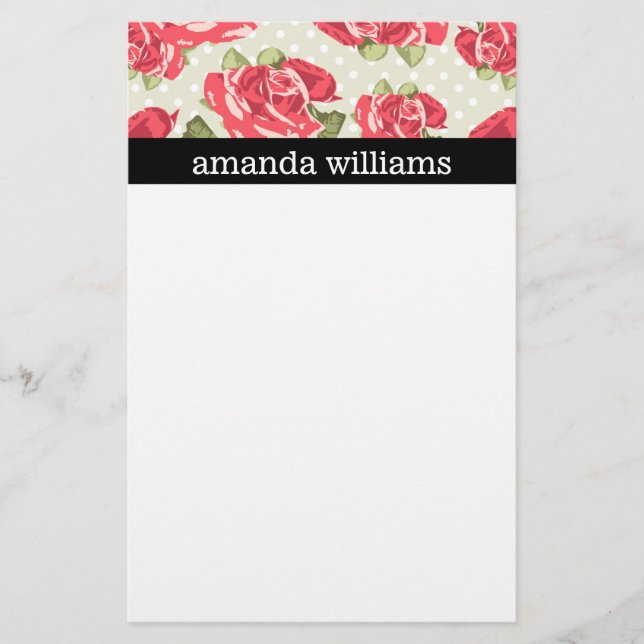 Vintage Pink Rose Stationery (Front)