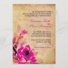 Vintage Pink Rose Wedding Invitation
