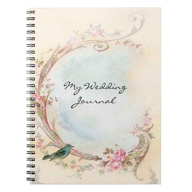 Vintage Pink Rose Wedding Journal (Front)