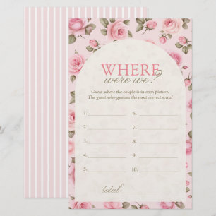 Vintage Pink Rose Where Were We Bridal Shower Game