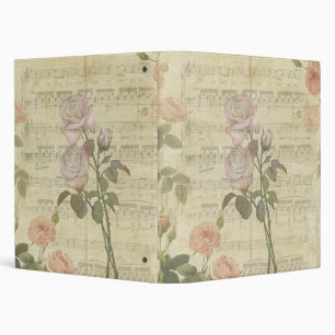 Vintage Pink Roses and Music Score Binder