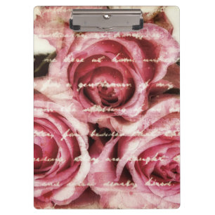 Vintage Pink Roses Clipboard