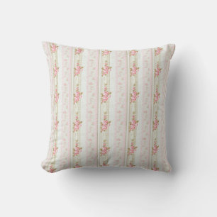 Vintage Pink Roses Coquette Throw Pillow