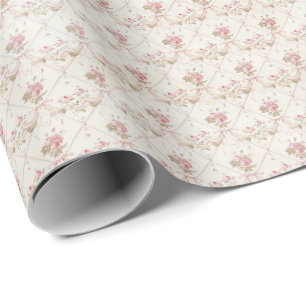 Vintage Pink Roses Coquette Wrapping Paper