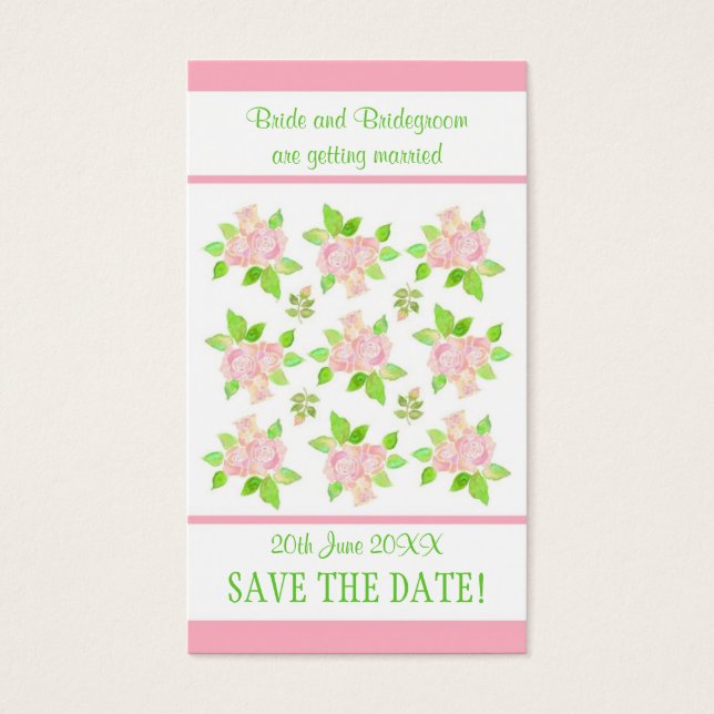 Vintage Pink Roses Customizable Save the Date card (Front)