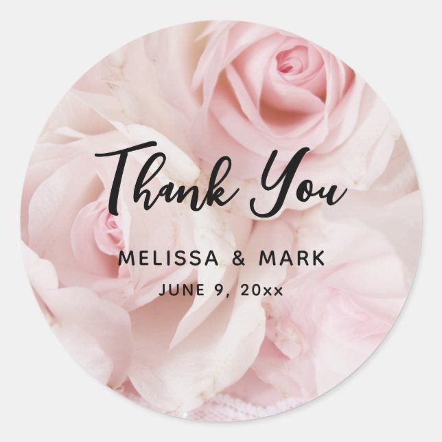 Vintage Pink Roses Elegant Bouquet Classic Round Sticker (Front)