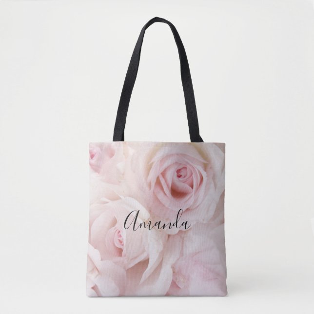 Vintage Pink Roses Elegant Bouquet Tote Bag (Front)
