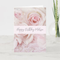 Vintage Pink Roses & Elegant Lace - Birthday