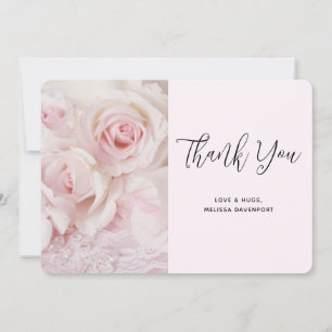 Vintage Pink Roses & Elegant Lace - Thank You Card