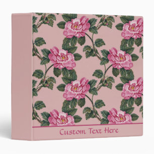 Vintage Pink Roses Floral Pattern Personalize Binder