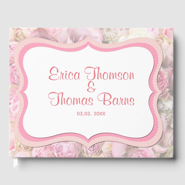 Vintage Pink Roses Guest Book (Front)