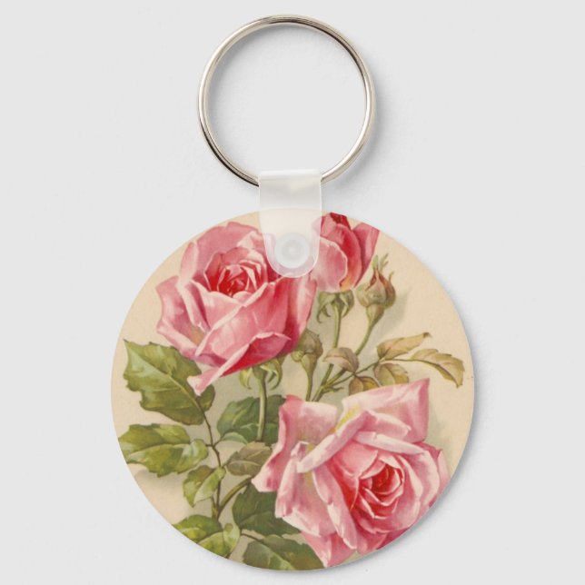 Vintage Pink Roses Keychain (Front)