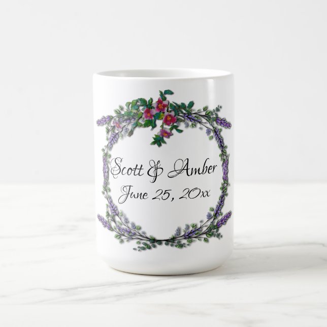 Vintage pink roses Lavender  Eucalyptus   Coffee Mug (Center)