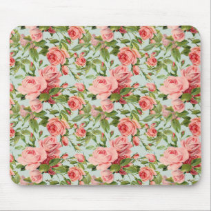 Vintage Pink Roses Mouse Pad