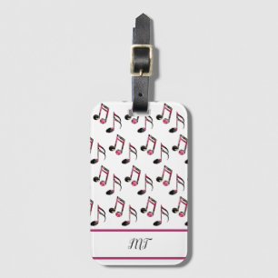 Vintage Pink Roses Music Notes Luggage Tag