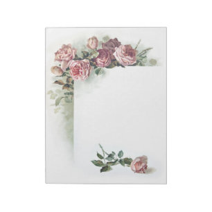 Vintage pink roses notepad