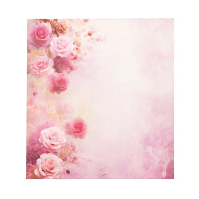 Vintage Pink Roses Notepad (Front)