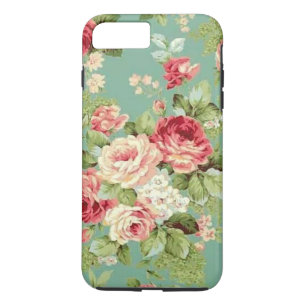 Vintage Pink Roses on Green Wallpaper Case-Mate iPhone Case