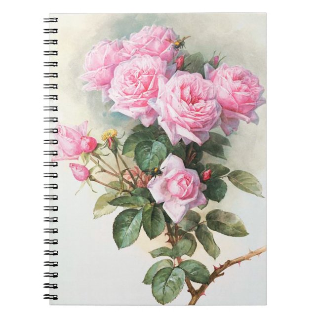 Vintage Pink Roses Painting Notebook (Front)
