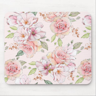 Vintage pink roses pattern gel mouse pad