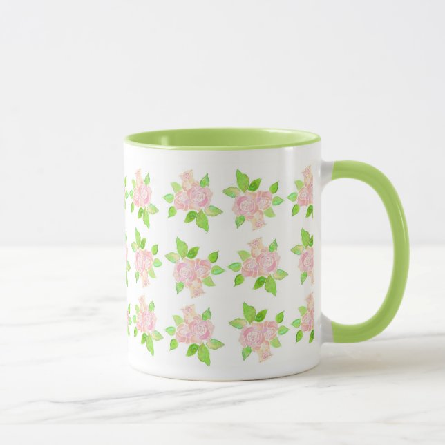 Vintage Pink Roses Ringer Mug (Right)