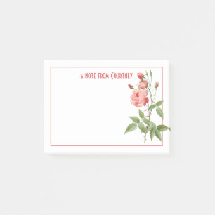 Vintage Pink Roses Rosebuds Personalized Post-it Notes