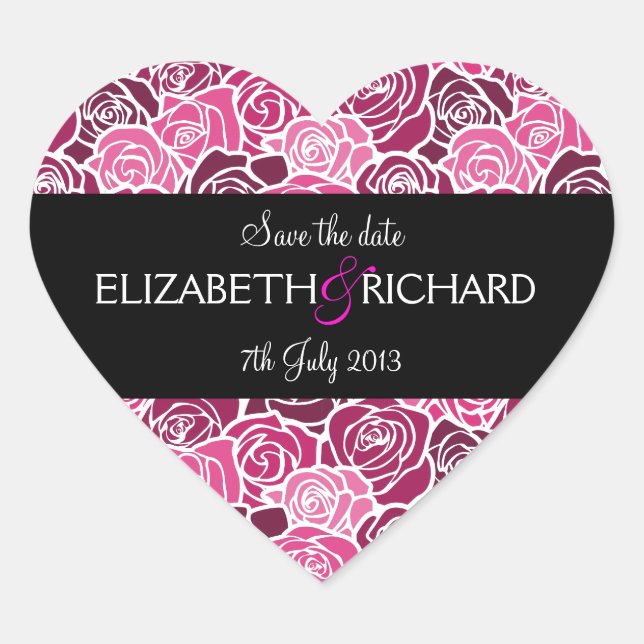 Vintage pink roses 'Save the Date' Sticker (Front)