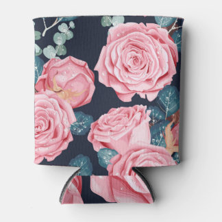 Vintage pink roses, seamless pattern. can cooler