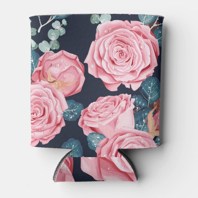 Vintage pink roses, seamless pattern. can cooler (Front)