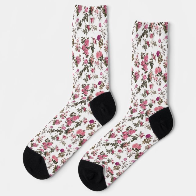 Vintage Pink Roses Socks (Left)