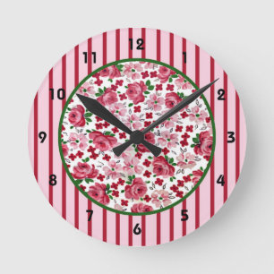 Vintage Pink Roses Wall Clock