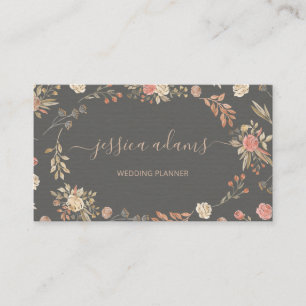 Vintage Pink Roses Watercolor Wedding Planner Business Card