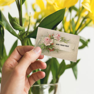 Vintage Pink Roses Wedding Event Planner Business  Business Card