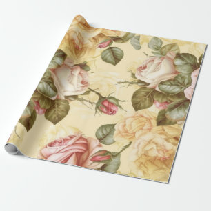 Vintage Pink Roses  Wrapping Paper