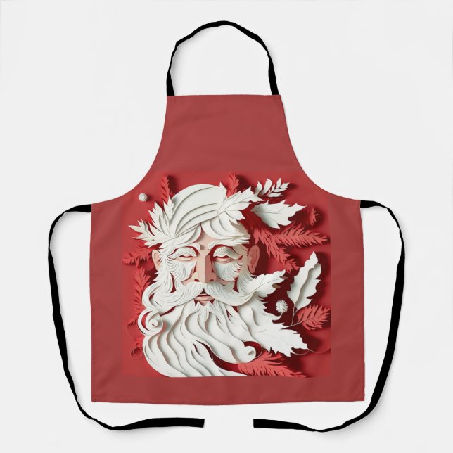 Vintage Pink Santa Claus Face Apron (Front)