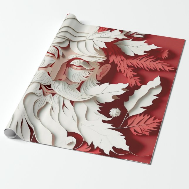 Vintage Pink Santa Claus Face Wrapping Paper (Unrolled)