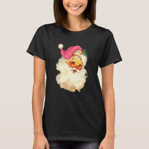 Vintage Pink Santa Claus Pink Christmas 3 T-Shirt