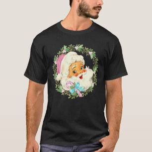Vintage Pink Santa Claus Pink Christmas Design T-Shirt