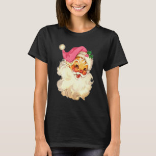 Vintage Pink Santa Claus Pink Christmas Design T-Shirt