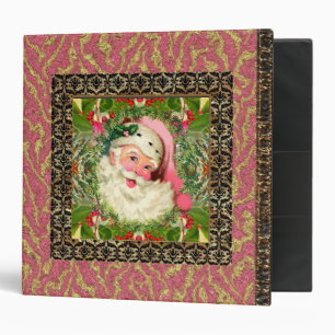 Vintage Pink Santa For Christmas Binder