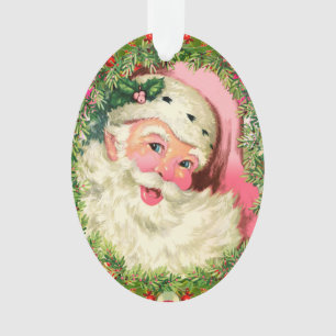 Vintage Pink Santa Ornament