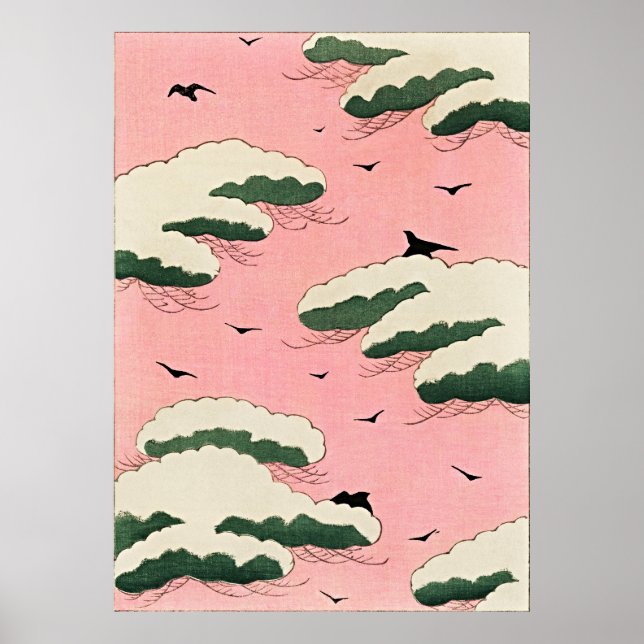 Vintage Pink Sky - Japanese Retro Serenity Poster (Front)