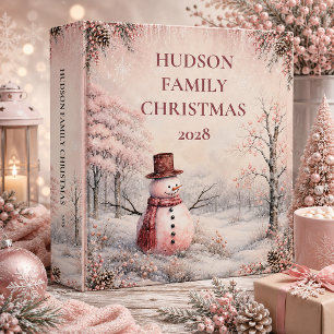 Vintage Pink Snowman Christmas Photo Album   Binder