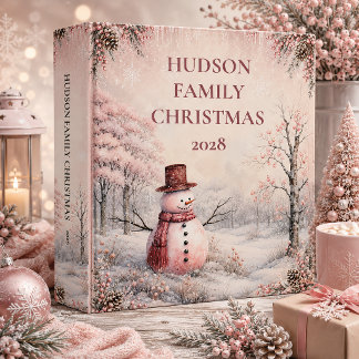 Vintage Pink Snowman Christmas Photo Album | Binder