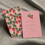 Vintage Pink Strawberry Bridal Shower Tea Party Invitation<br><div class="desc">Summer Vintage Pink Strawberry Boho Nature Bridal Shower Tea Party Invitation</div>