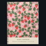 Vintage Pink Strawberry Custom Baby Shower Planner Notebook<br><div class="desc">Organize your baby shower in style with this vintage pink strawberry custom baby shower planner! Featuring a charming retro strawberry design in soft pink, this planner is perfect for keeping track of your guest list, gift tracker, thank-you notes, and event details. Whether you’re the mom-to-be or the host, this personalized...</div>