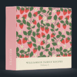 Vintage Pink Strawberry Personalized Recipe  Binder<br><div class="desc">Summer Vintage Pink Strawberry Boho Nature Personalized Recipe 3 ring binder</div>