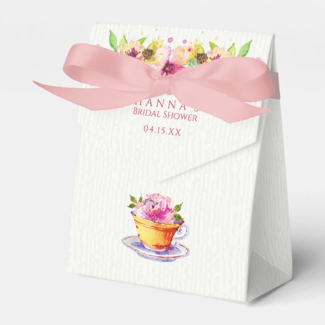 Vintage Pink Tea Party Favor Box (Front Side)