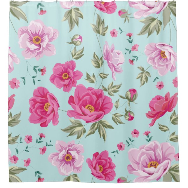 Vintage pink teal floral pattern (Front)